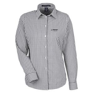DEVON & JONES CROWNLUX PERFORMANCE® LADIES' GINGHAM SHIRT - GRAPHITE-CF31573