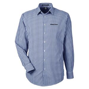 DEVON & JONES CROWNLUX PERFORMANCE® MEN'S GINGHAM SHIRT - NAVY with MacDon Embroidery-CF34595