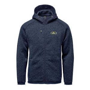 MEN'S AVALANTE FULL ZIP FLEECE HOODY - NAVY HEATHER with Highline Oval - 3.00" Wide -CF34202