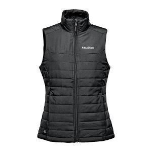 STORMTECH WOMEN'S NAUTILUS QUILTED VEST BLACK with MacDon Embroidery	-CF32052