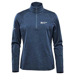 WOMEN'S TREELINE PERFORMANCE 1/4 ZIP PULLOVER - DARK NAVY HEATHER with Canterra Seeds - Horizontal -CF33774