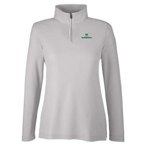 LADIES' FUSION CHROMASOFT™ PIQUE QUARTER-ZIP - PLATINUM with Winpak-CF30785