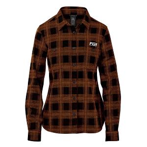 WOMEN'S CHESAPEAKE L/S SHIRT - BLACK/CAMEL PLAID with FGI-CF34443