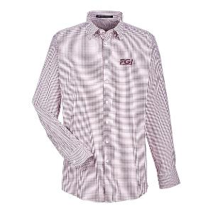 DEVON & JONES MEN'S CROWNLUX PERFORMANCE MICRO WINDOWPANE SHIRT - BURGUNDY/WHITE with FGI - Tone on Tone -CF34673