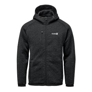MEN'S AVALANTE FULL ZIP FLEECE HOODY - BLACK HEATHER with Transx 3"W Embroidery-CF34368