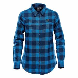 WOMEN'S LOGAN SNAP FRONT SHIRT - ROYAL PLAID with CCL-CF33545