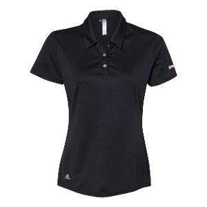 LADIES ADIDAS PERFORMANCE POLO - BLACK with Bourgault - Full Color - 2024 2.75" W-CF36190