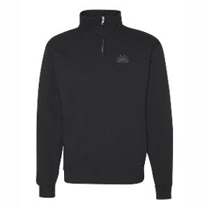 JERZEES UNISEX NUBLEND® CADET COLLAR QUARTER-ZIP SWEATSHIRT - BLACK with Vector - 2.25-CF33442