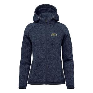 WOMEN'S AVALANTE FULL ZIP FLEECE HOODY - NAVY HEATHER with Highline Oval - 3.00" Wide -CF34203