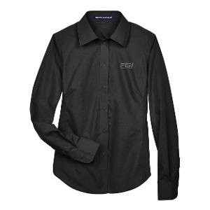 DEVON & JONES WOMEN'S CROWN COLLECTION® BROADCLOTH WOVEN DRESS SHIRT - BLACK with FGI-CF34683