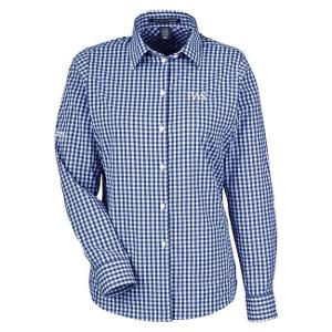 DEVON & JONES CROWNLUX PERFORMANCE® LADIES' GINGHAM SHIRT - NAVY with FWS-CF30091