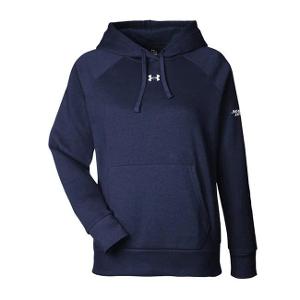Under Armour Ladies' Rival Fleece Hooded Sweatshirt - Midnight Navy/ White with Major Drilling 3.25"W-CF33871