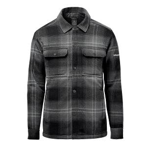 MEN'S HIGHLAND SHERPA LINED PLAID JACKET - CARBON BLACK PLAID with MacDon Embroidery-CF34600