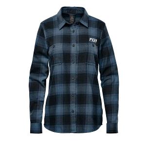 WOMEN'S CHESAPEAKE L/S SHIRT - BLUE PLAID with FGI-CF34447