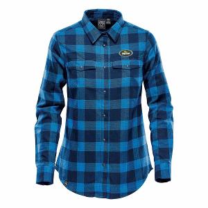 WOMEN'S LOGAN SNAP FRONT SHIRT - ROYAL PLAID with Highline Oval - 3.00" Wide -CF34195
