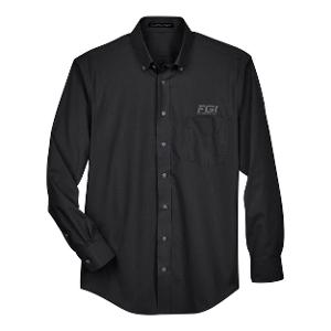 DEVON & JONES MEN'S CROWN COLLECTION® BROADCLOTH WOVEN DRESS SHIRT - BLACK with FGI-CF34685