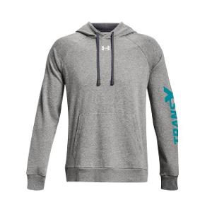 UNDER ARMOUR MEN'S RIVAL FLEECE HOODED SWEATSHIRT - GREY HEATHER with TransX 10"W-CF34388