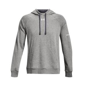 UNDER ARMOUR MEN'S RIVAL FLEECE HOODED SWEATSHIRT - GREY HEATHER with MacDon Embroidery-CF34612