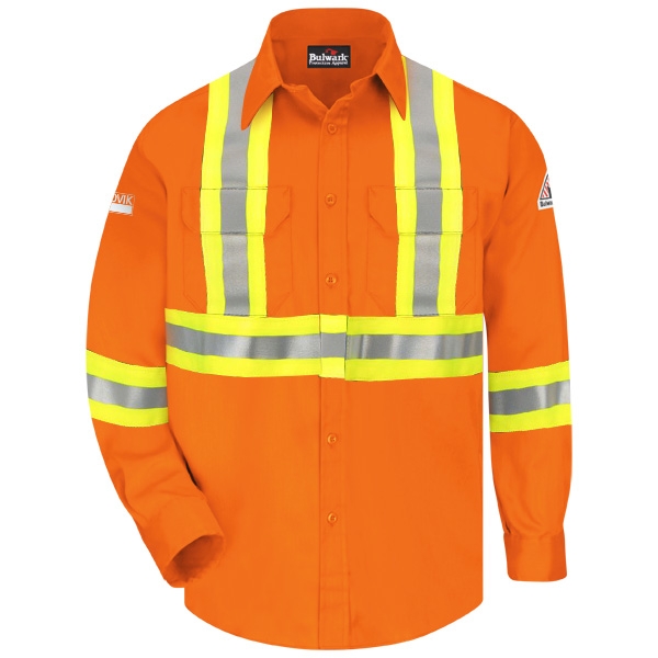 FR WORKSHIRT WITH ARC FLASH 4" STRIPING - ORANGE-SCF10011