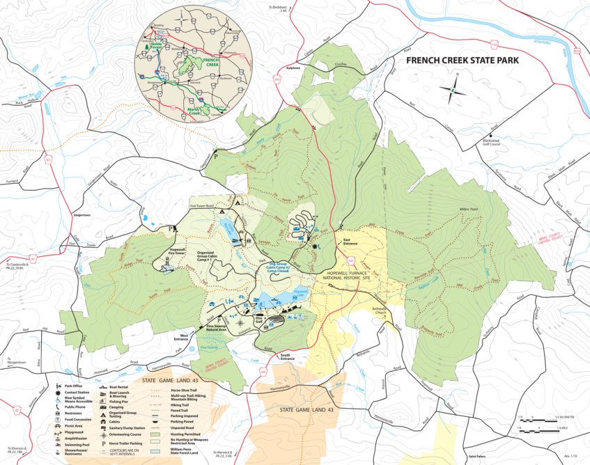 French Creek Trail Map French Creek State Park Map - Avenza Systems Inc. - Avenza Maps