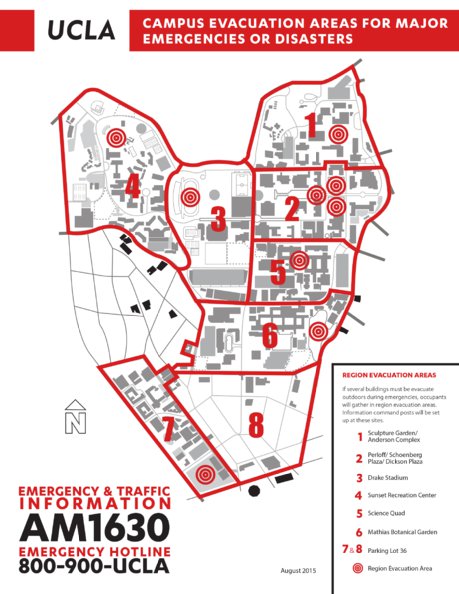 Ucla Campus Evacuation Areas For Major Emergencies Or Disasters Avenza Systems Inc Avenza Maps
