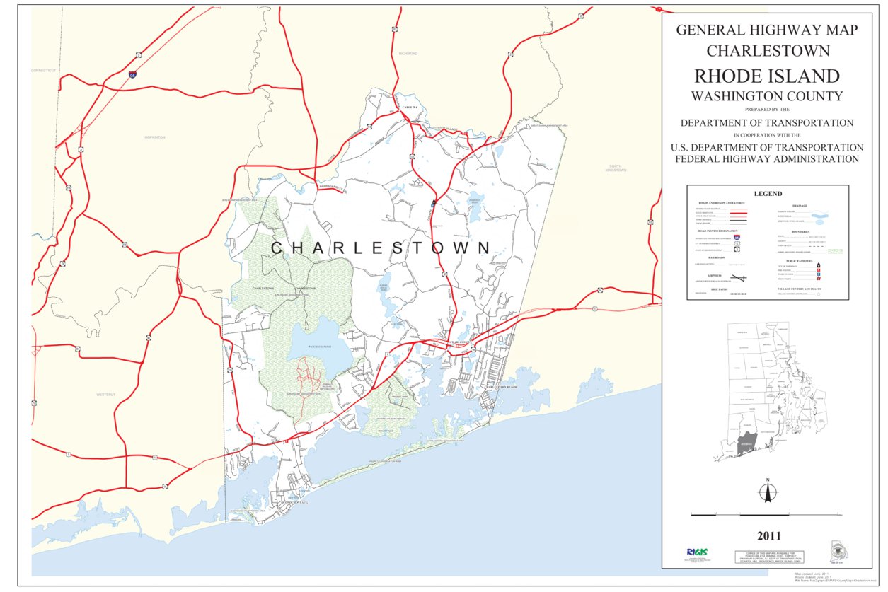 Washington County Ri Gis Highway Map Of Washington County (Charlestown) - Rhode Island - Avenza  Systems Inc. - Avenza Maps