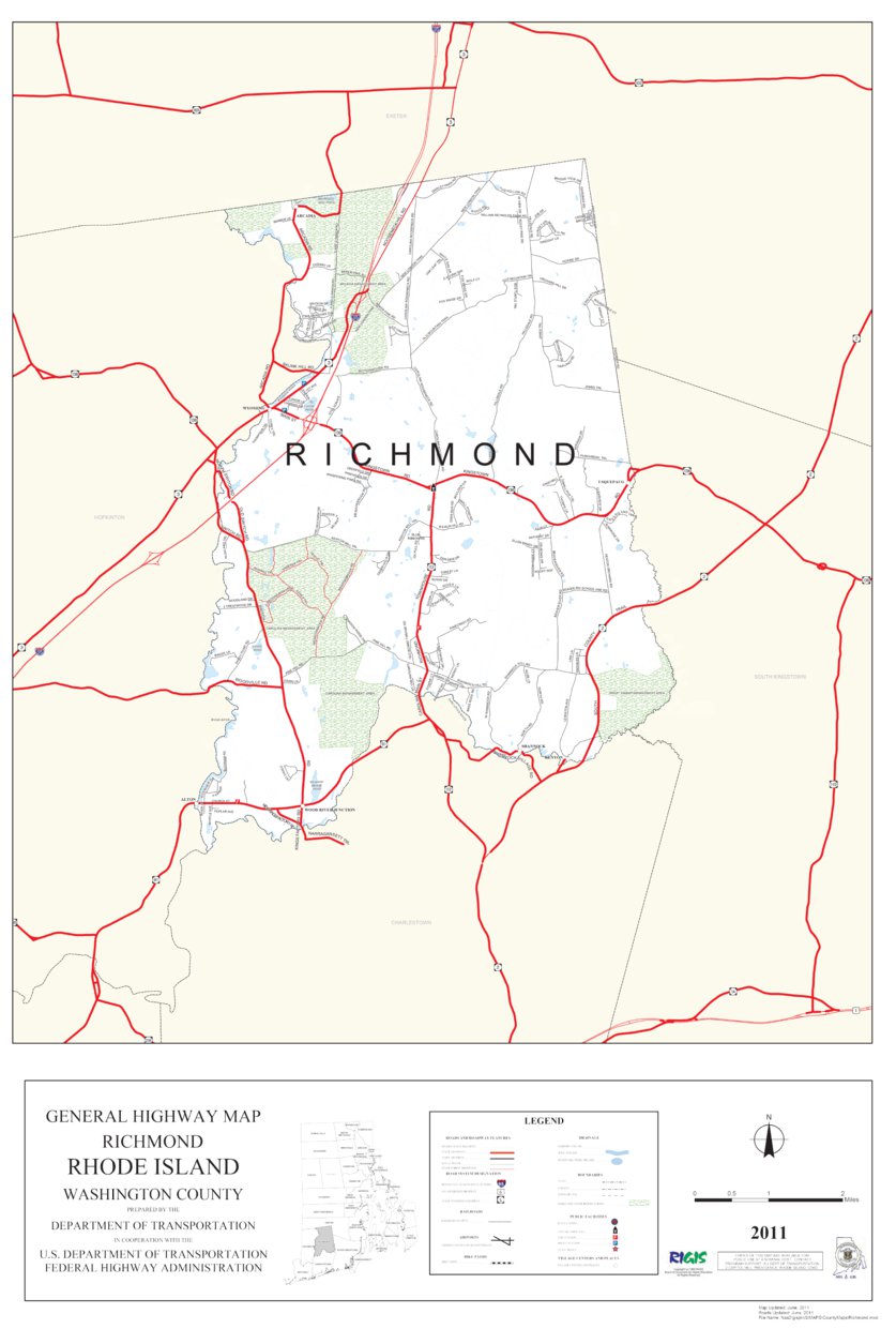 Washington County Ri Gis Highway Map Of Washington County (Richmond) - Rhode Island - Avenza Systems  Inc. - Avenza Maps