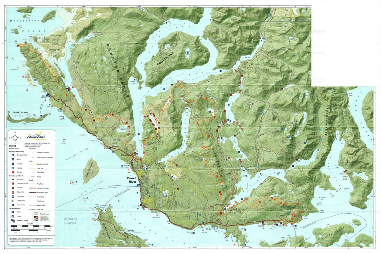 Map Of Powell River Area Powell River Rec Map - Avenza Systems Inc. - Avenza Maps
