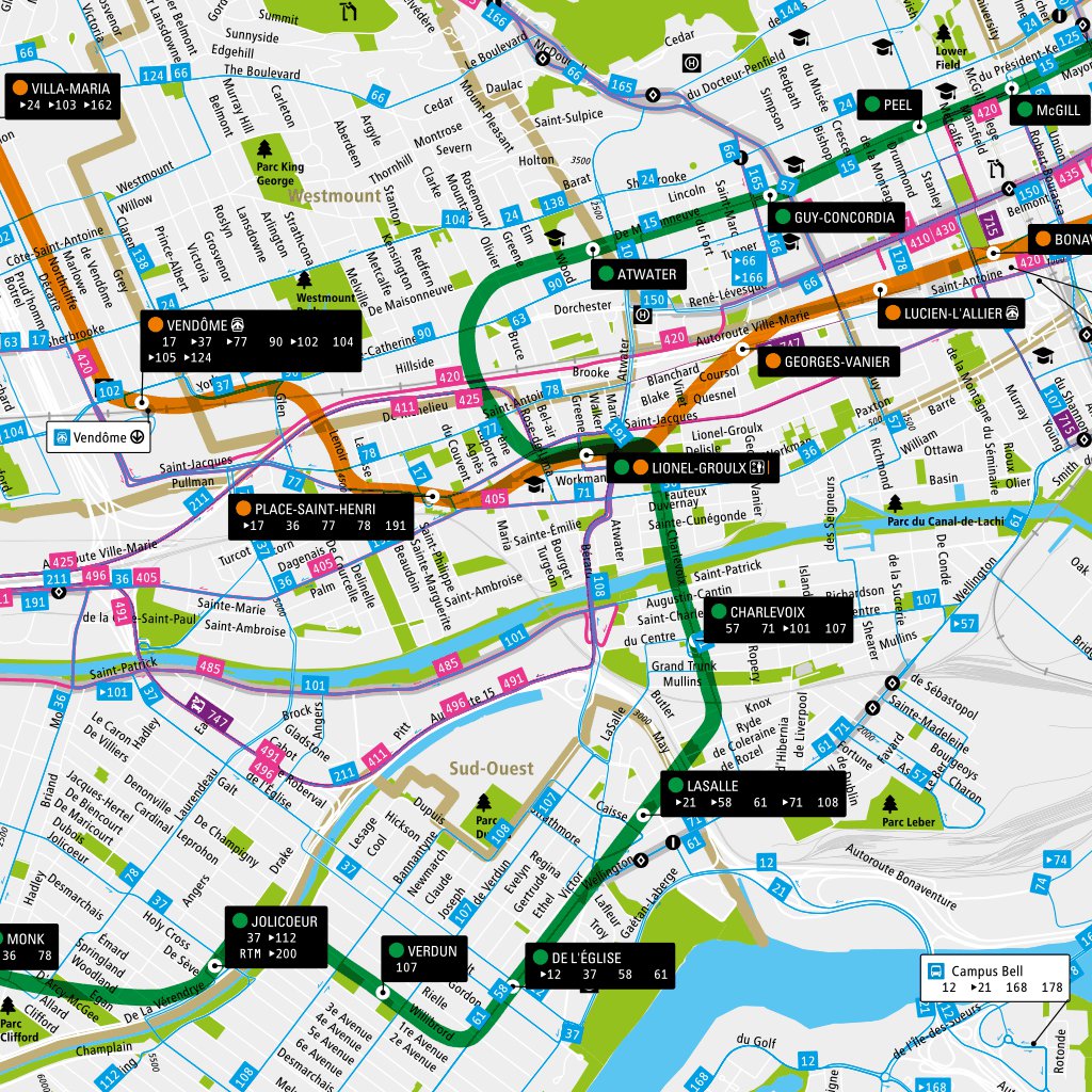 Stm Bus Routes Map Stm Transit Map, Montreal, Quebec - Avenza Systems Inc. - Avenza Maps