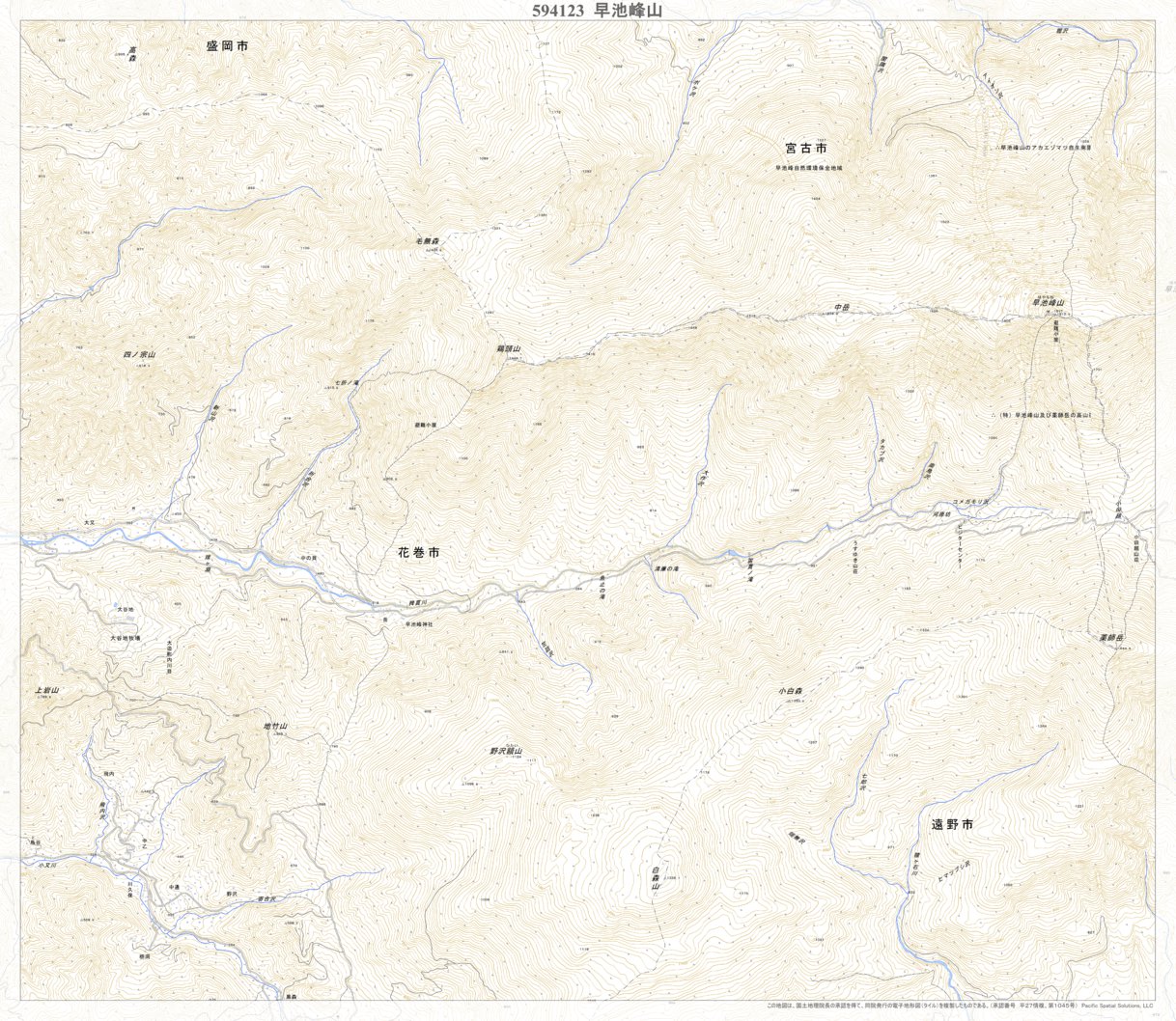 早池峰山 はやちねさん Hayachinesan 地形図 Pacific Spatial Solutions Inc Avenza Maps