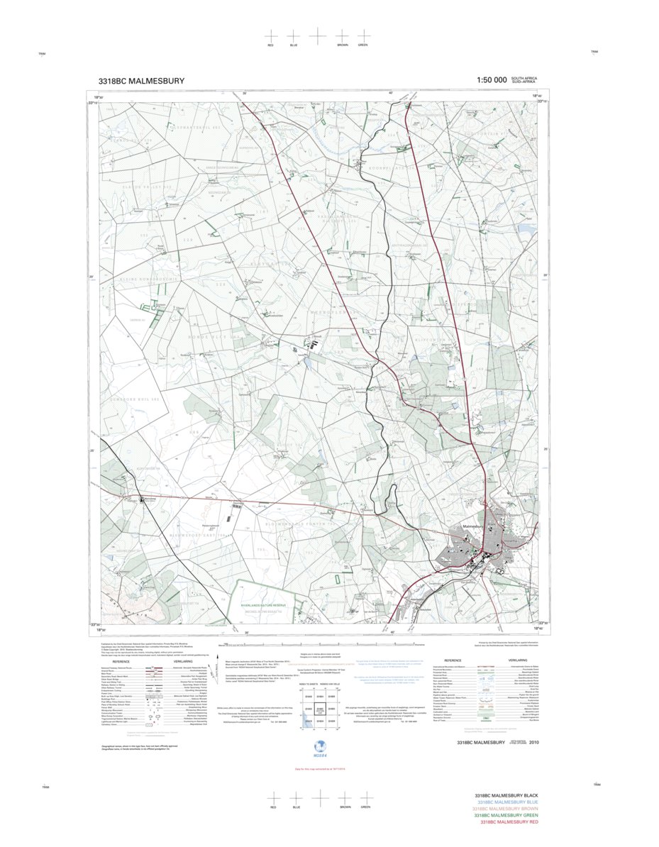 Malmesbury South Africa Map 3318Bc Malmesbury - Chief Directorate: National Geo-Spatial Information -  Avenza Maps