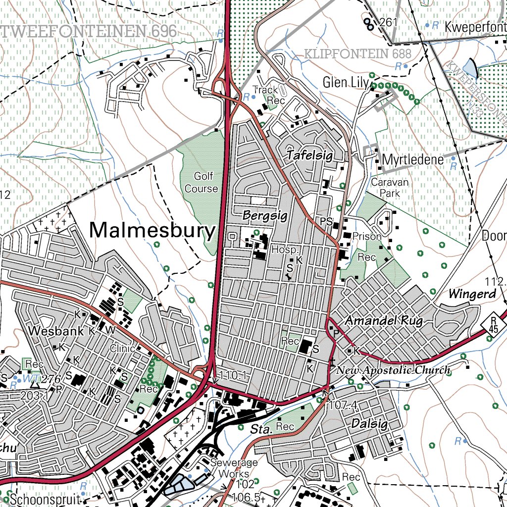 Malmesbury South Africa Map 3318Bc Malmesbury - Chief Directorate: National Geo-Spatial Information -  Avenza Maps