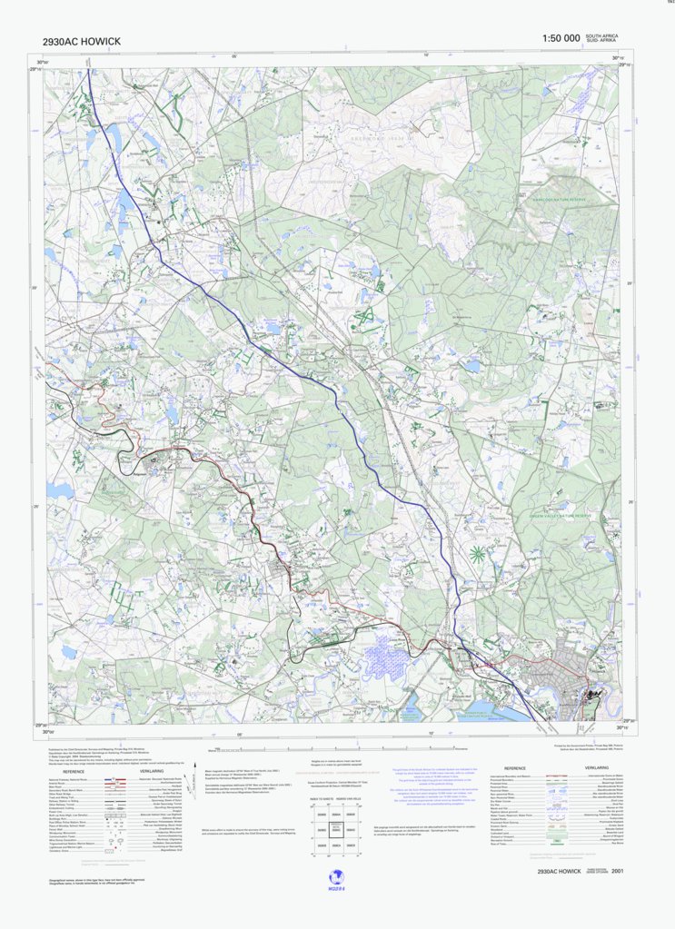 Howick South Africa Map 2930Ac Howick - Chief Directorate: National Geo-Spatial Information -  Avenza Maps