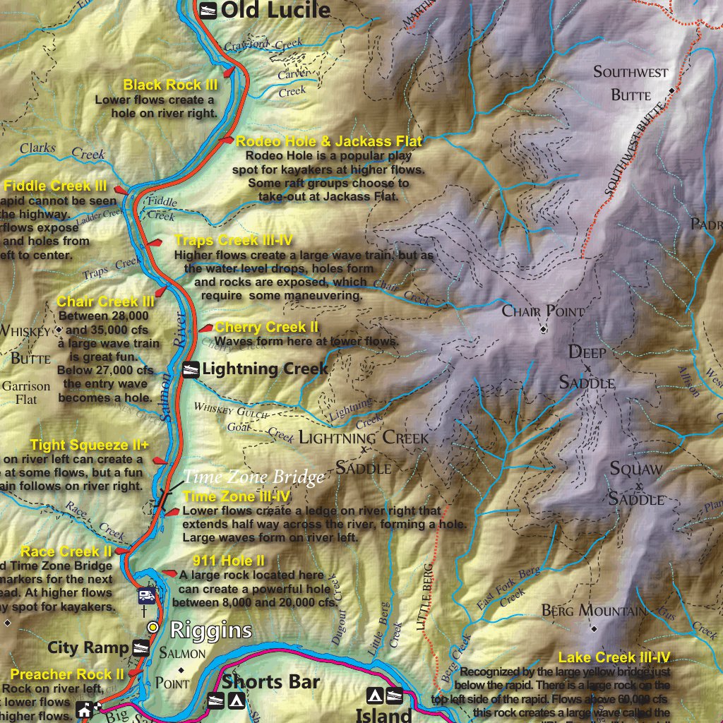 Lower Salmon River Map Lower Salmon River Rafting Notes For Navigating Rapids And Holes - Rec-Maps.com  - Avenza Maps