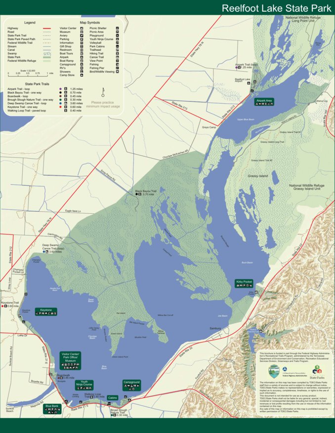 Map Of Reelfoot Lake Reelfoot Lake Map - Tennessee State Parks - Avenza Maps