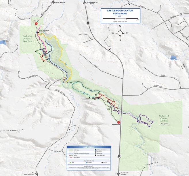 Castlewood Canyon Trail Map Castlewood Canyon State Park Map - Pocket Pals Trail Maps - Avenza Maps