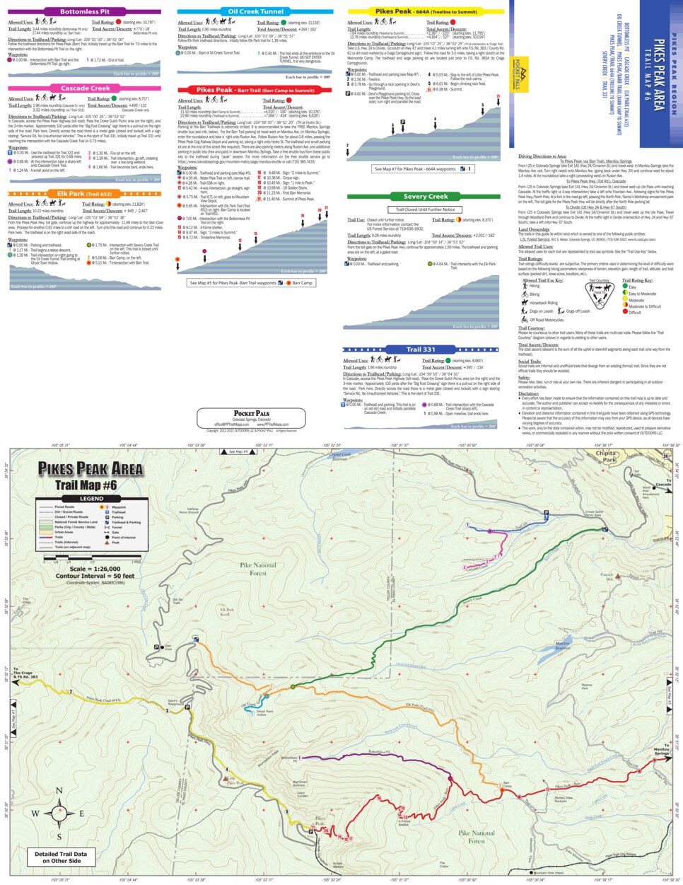 Pikes Peak Trail Map Trail Map #6, Pikes Peak Area, Pikes Peak Region Series - Pocket Pals Trail  Maps - Avenza Maps