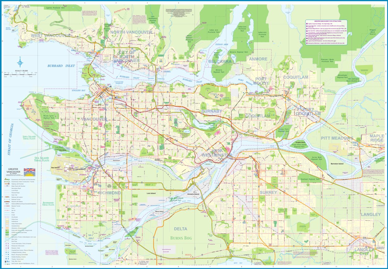 Map Of Greater Vancouver Greater Vancouver 1:50,000 - Itmb - Itmb Publishing Ltd. - Avenza Maps