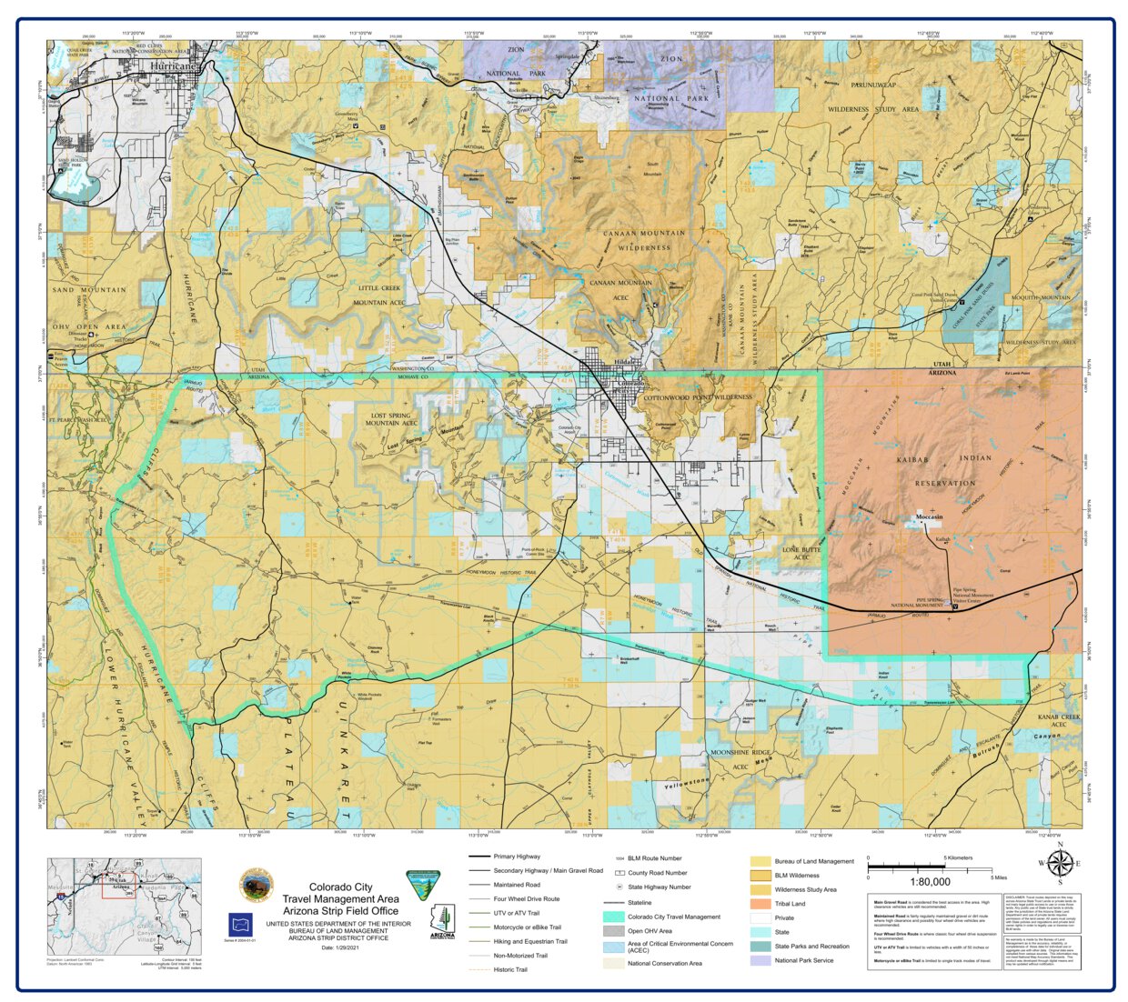 Blm Field Office Map Blm Arizona Colorado City Access Guide (Trv2004-01-01) - Bureau Of Land  Management - Arizona - Avenza Maps