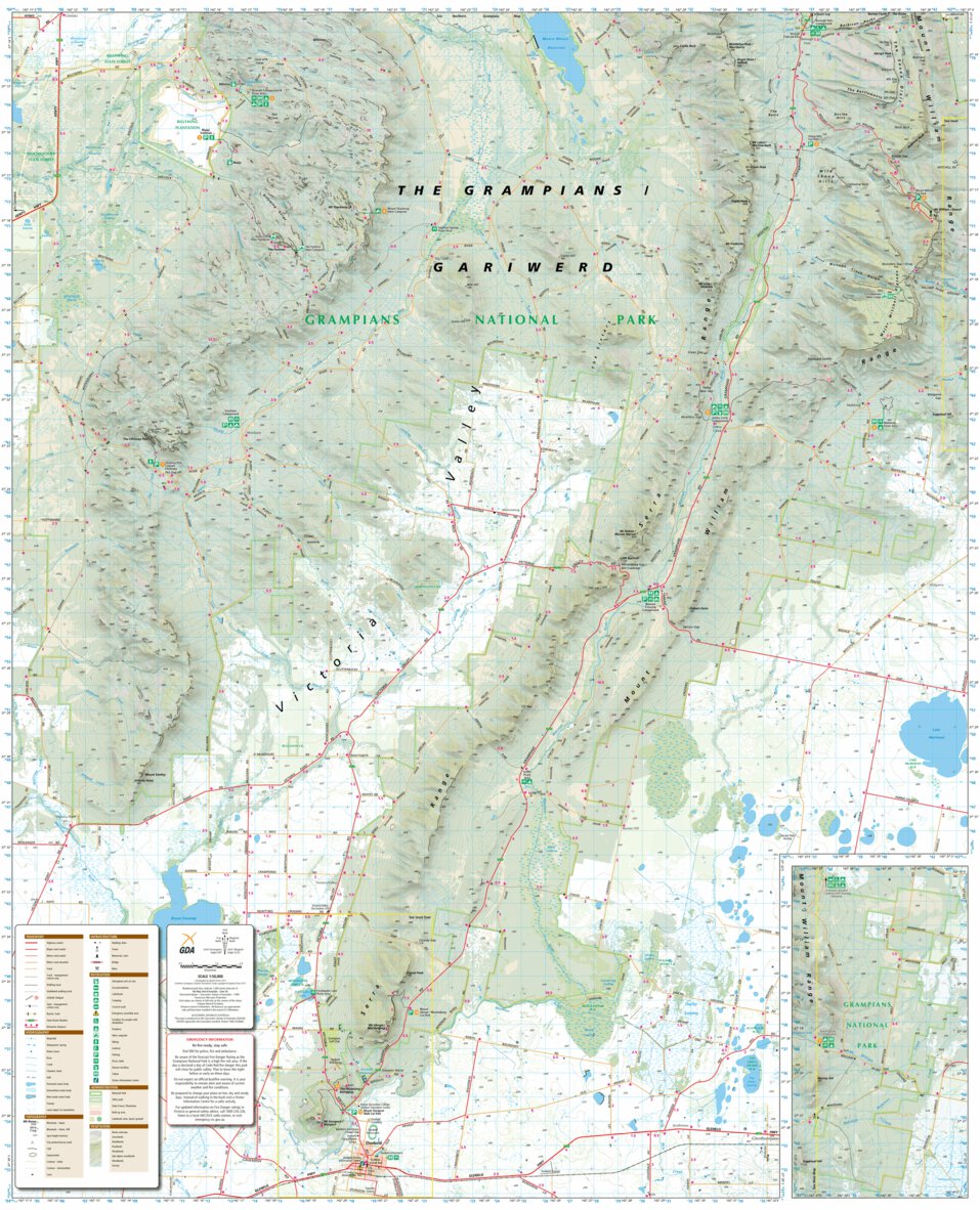 Grampians Road And Touring Map Southern Grampians Outdoor Recreation Guide (Edition 2) (Includes Mt Abrupt  Map) - Spatial Vision - Avenza Maps