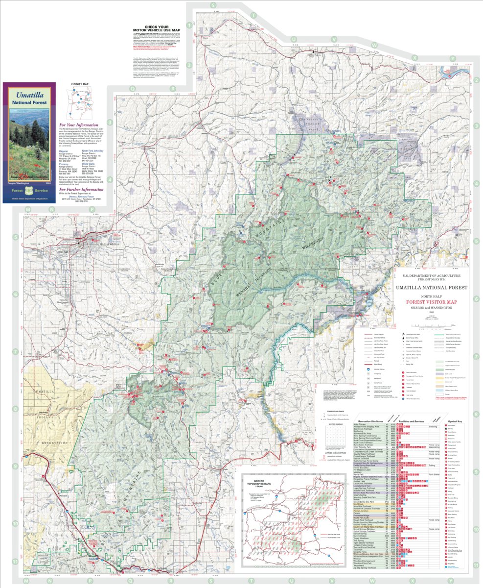 Umatilla National Forest Map Umatilla Forest Visitor Map North - Us Forest Service Pacific Northwest  Region (Wa/Or) - Avenza Maps