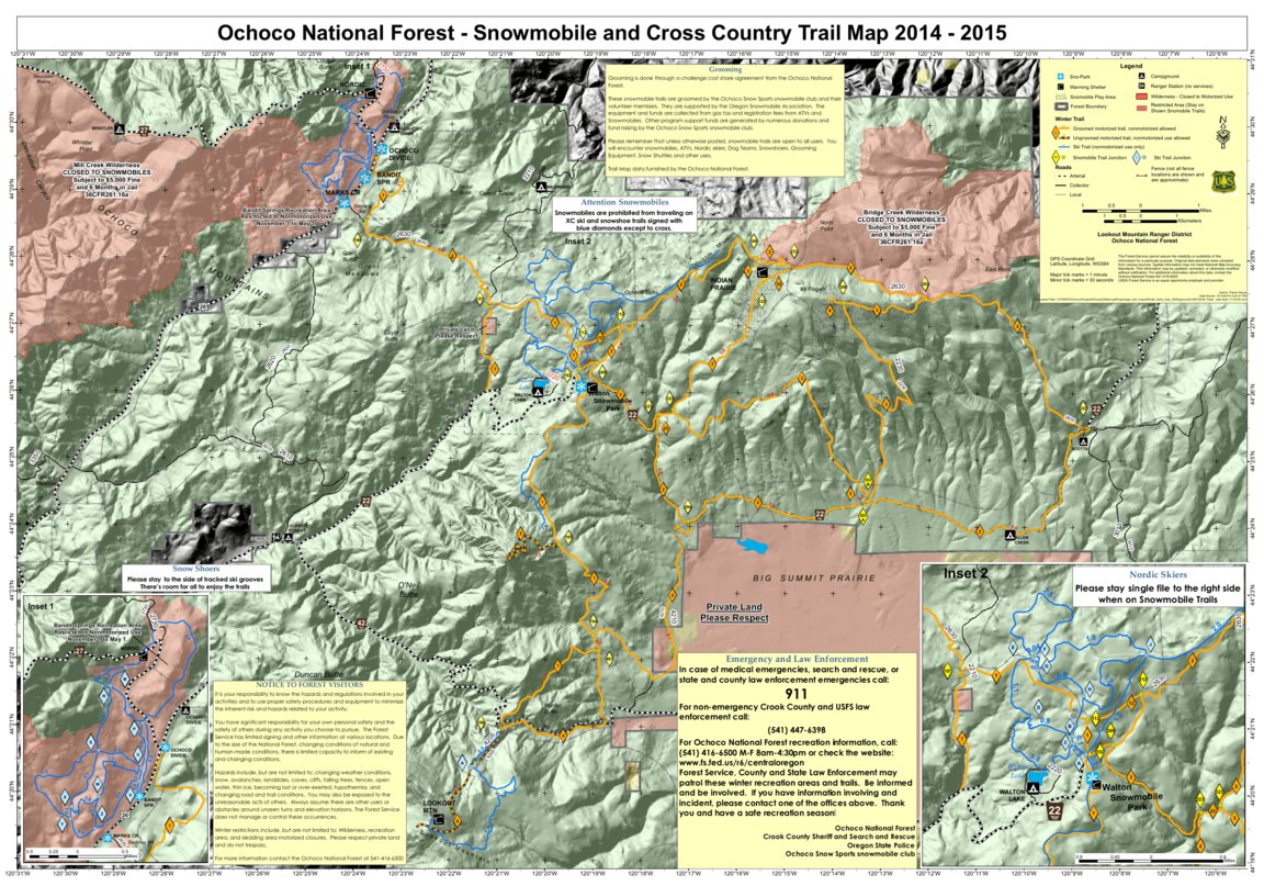 Ochoco National Forest Map Ochoco Nf - Lookout Mountain Winter Trails 2014 - Us Forest Service Pacific  Northwest Region (Wa/Or) - Avenza Maps