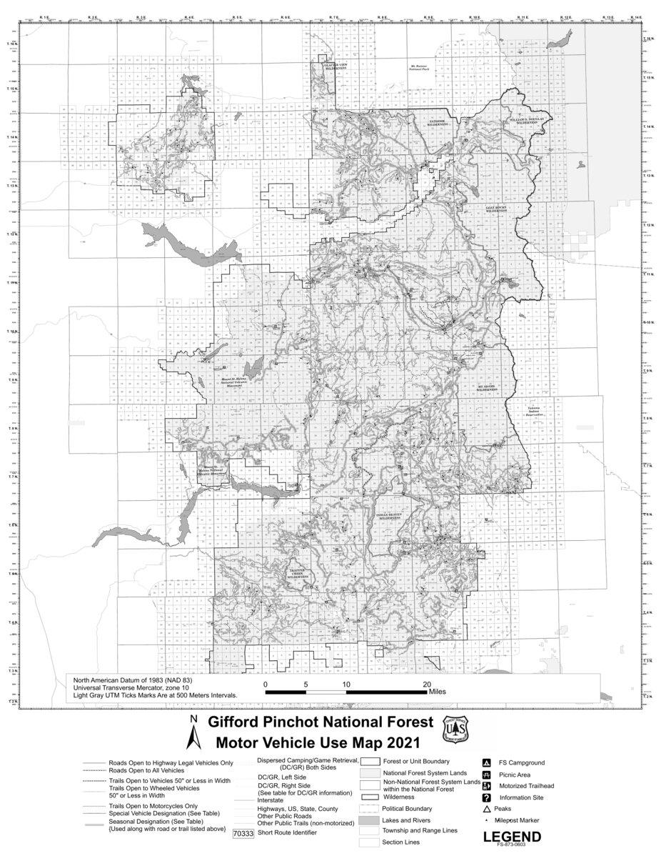 Gifford Pinchot National Forest Map Gifford Pinchot National Forest Motor Vehicle Use Map - Us Forest Service  Pacific Northwest Region (Wa/Or) - Avenza Maps