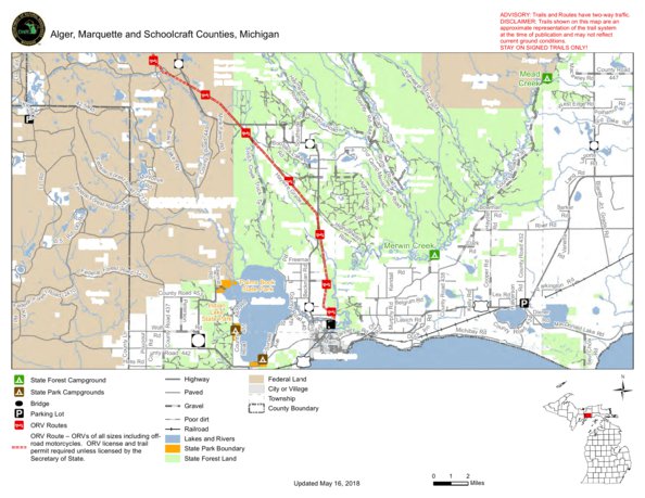 Map Of Manistique Michigan Marquette Manistique Trail And Route South - Mi Dnr - Avenza Maps