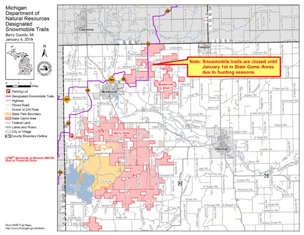 Barry County Michigan Map Barry County Snowmobile Trails - Mi Dnr - Avenza Maps