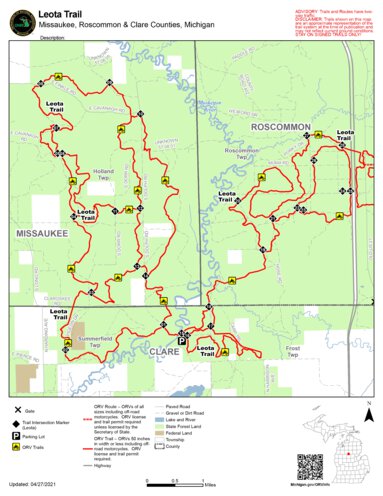 Michigan Orv Trail Maps Leota Trail - Mi Dnr - Avenza Maps