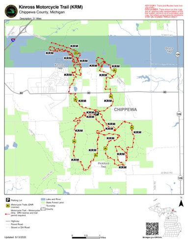 Michigan Two Track Maps Kinross Motorcycle Trail - Mi Dnr - Avenza Maps