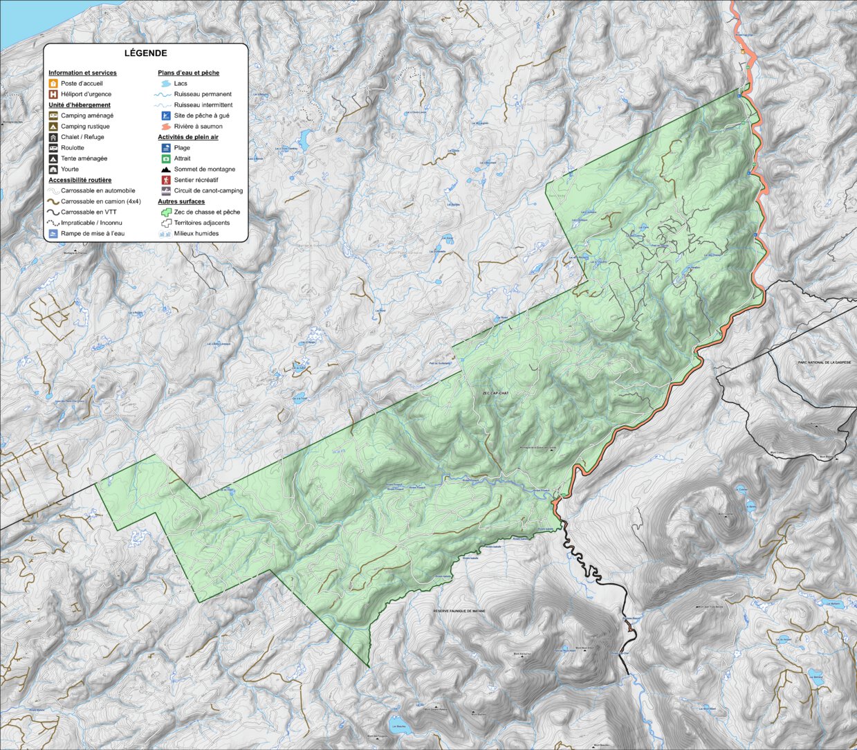 Zec Cap Chat Zecs Quebec Avenza Maps