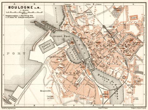 Boulogne Sur Mer France Map Boulogne-Sur-Mer City Map, 1909 - Waldin - Avenza Maps