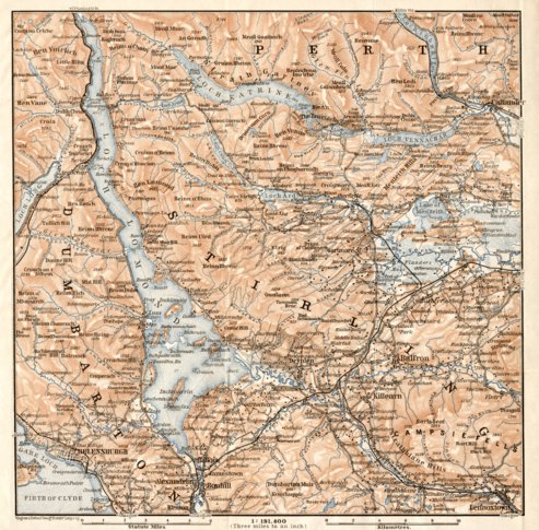 Map Of Loch Lomond Loch Lomond And The Trossachs Map, 1906 - Waldin - Avenza Maps